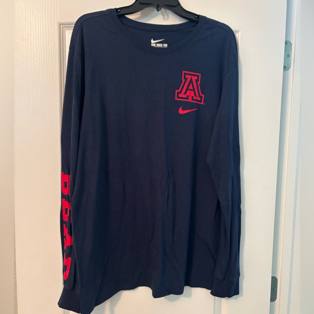 Nike Navy Long Sleeve Tee with Red Arizona 'A' Graphic